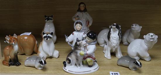 Thirteen USSR porcelain figures